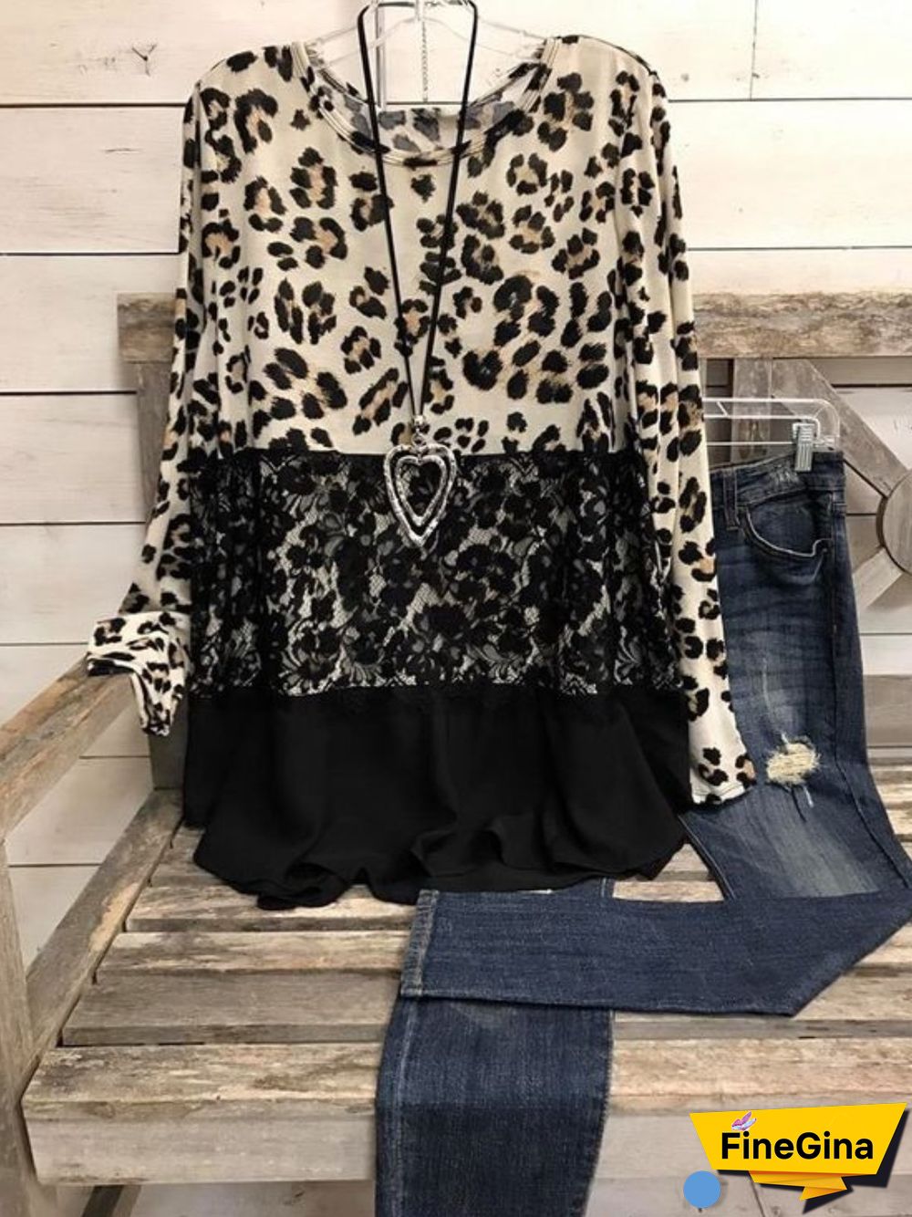 Casual Long Sleeve Round Neck Plus Size Printed Tops