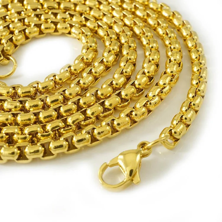 18k Gold Plated 3mm Gold Round Box Chain-VESSFUL