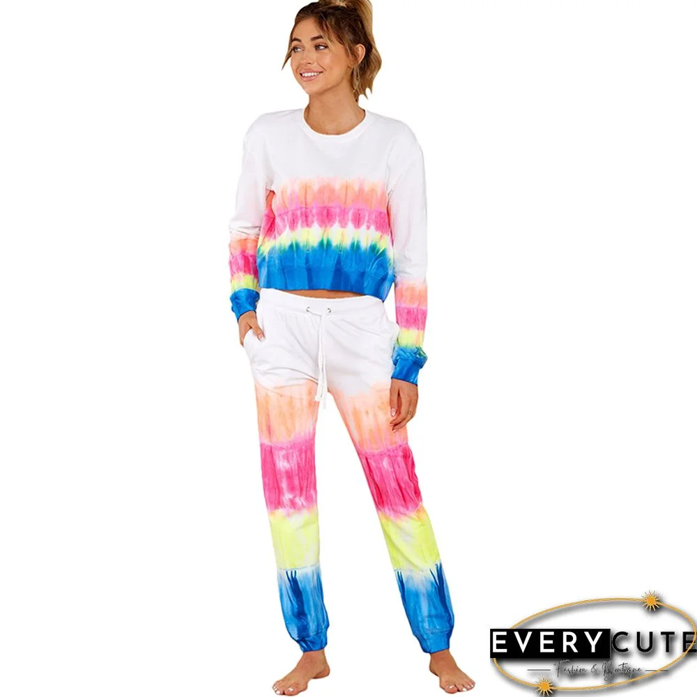 Blue Tie Dye Long Sleeve Pant Joggers Set