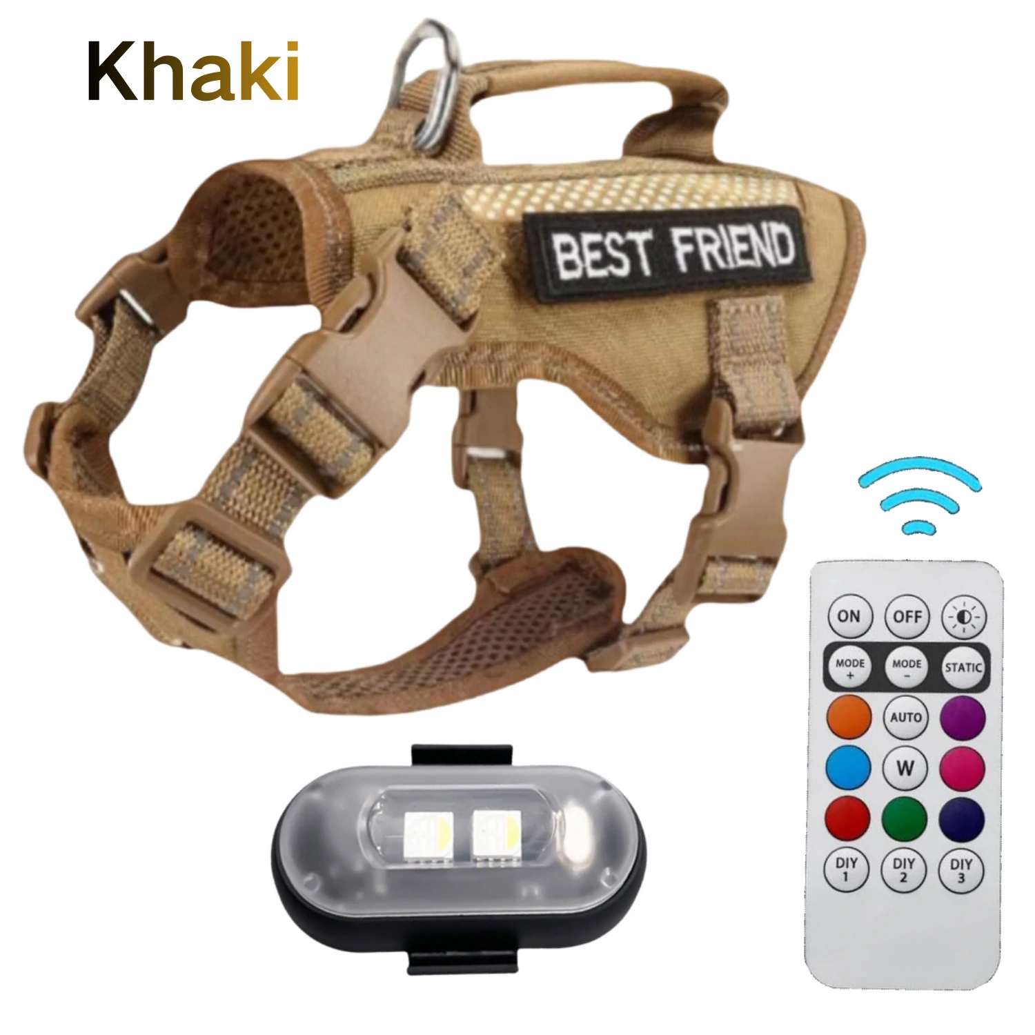 🐾SALFSE Cat Tactical Harness with Remote LED Strobe Light