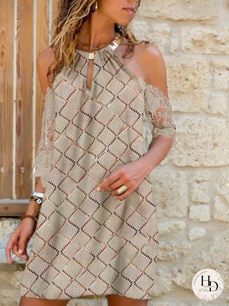 Chic Off-the-shoulder Mid-sleeve Mini Dress for Women