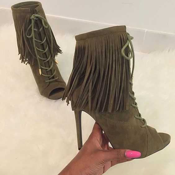 GOOSHOE Peep Toe High Heel Ankle Boots Dress Shoes Women Boots Strap Sandals Boots