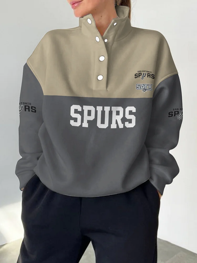 San Antonio Spurs 2025 New Design Casual Snap Mockneck Pullover