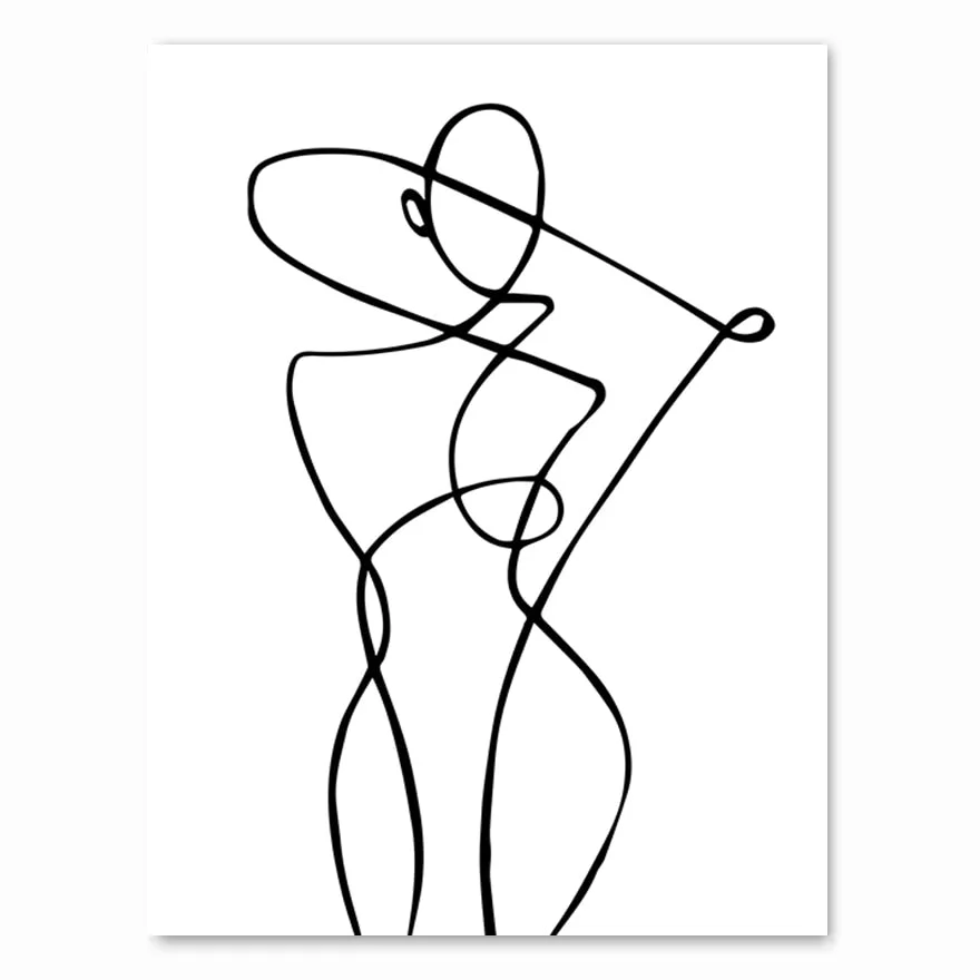 Nordic Minimalist  Figures Line Art Sexy Woman Body Nude Wall Canvas Paintings Drawing Posters Prints Decoration for Livingroom