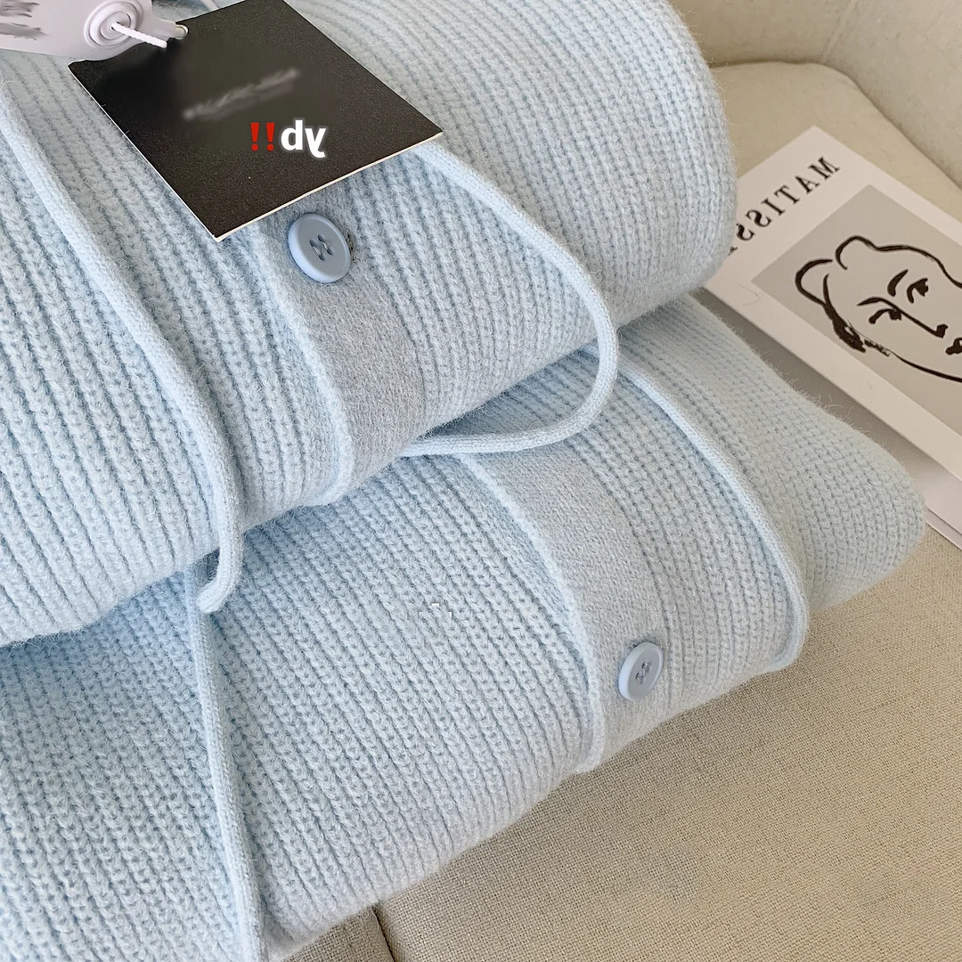 Uveng Uveng And Winter Long Sleeve Hooded Knitted Knitted Women's Solid Color Design Wearing Milk Sweater Cardigan Jacket Solid Color