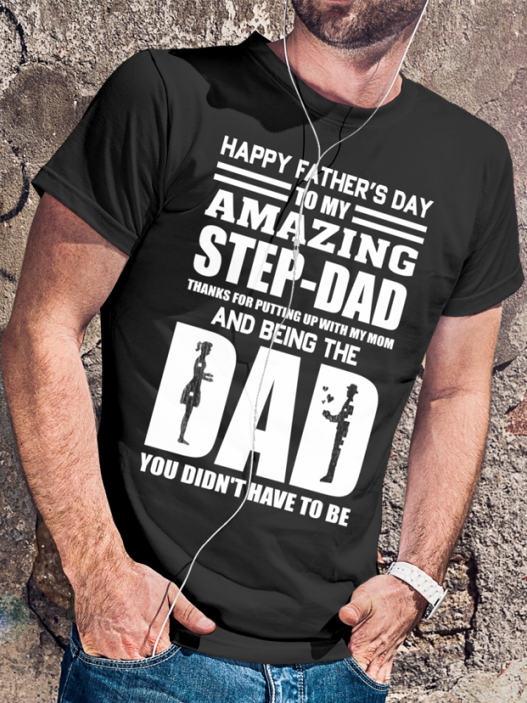 Comstylish Happy Father's Day Print T-Shirt