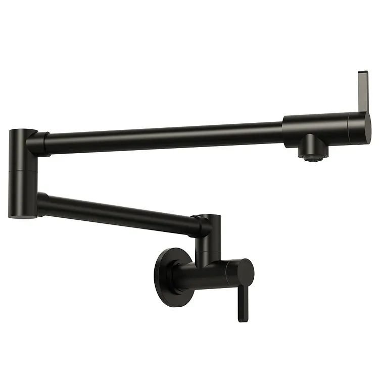 EVERSTEIN 2-Handle Wall Mount Pot Filler Kitchen Faucet in Matte Black 