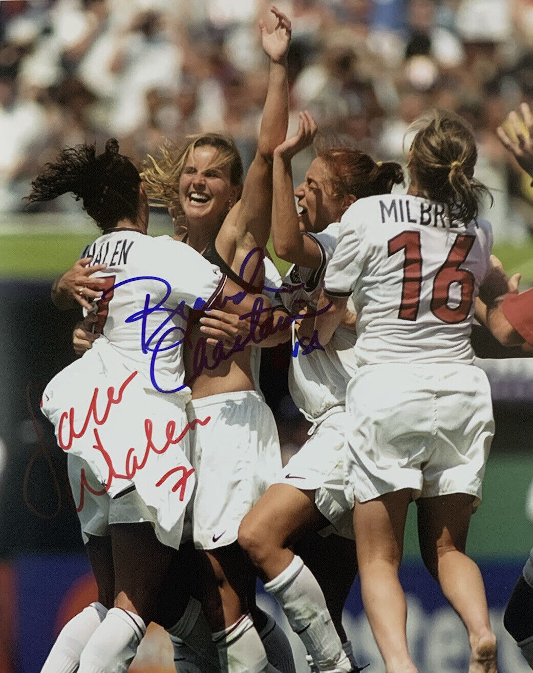 BRANDI CHASTAIN & SARA WHALEN HAND SIGNED 8x10 Photo Poster painting USA WOMENS SOCCER AUTO COA