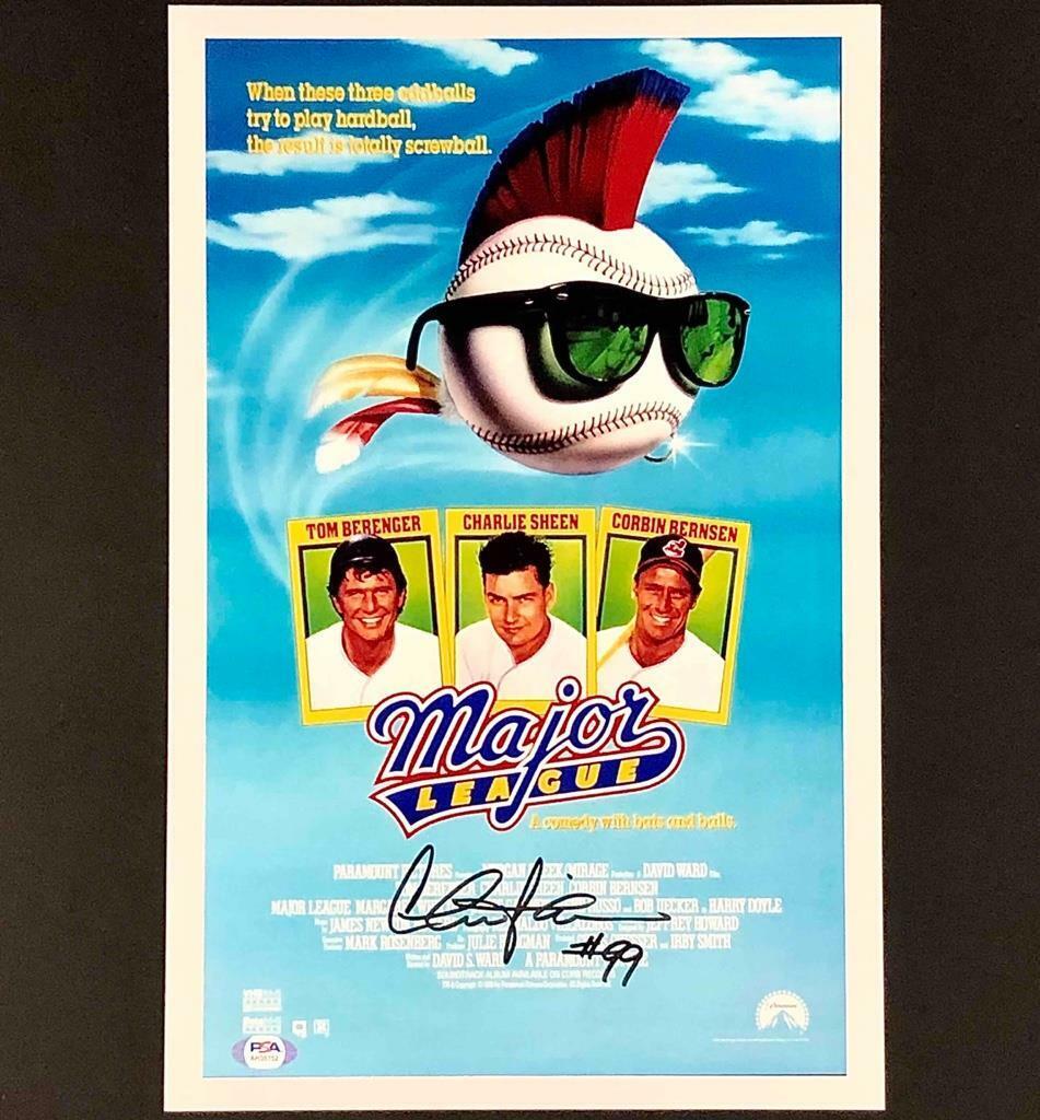 Charlie Sheen #99 autograph Major League signed 11x17 movie poster Photo Poster painting PSA COA