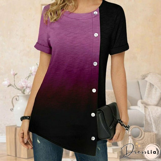 Gradient Irregular Patchwork T-Shirt