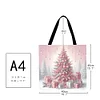 (US Only)4pcs Christmas Linen Tote Bag Handbag Large Capacity Women Shopping Shoulder Bag