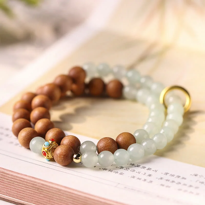 Natural Sandalwood Crystal Protection Double Wrap Bracelet
