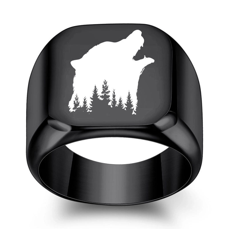 Hip-hop Retro Wolf Titanium Steel Plating Gold Plated Men’s Rings