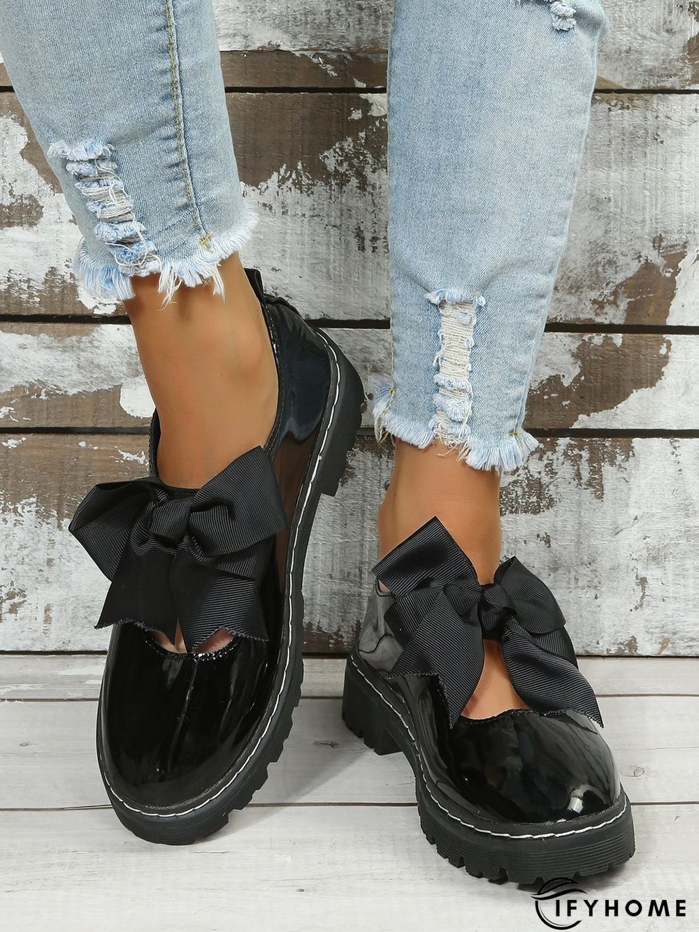 Women's Bow Decor Hollow out Slip On Mary Jane Shoes | IFYHOME
