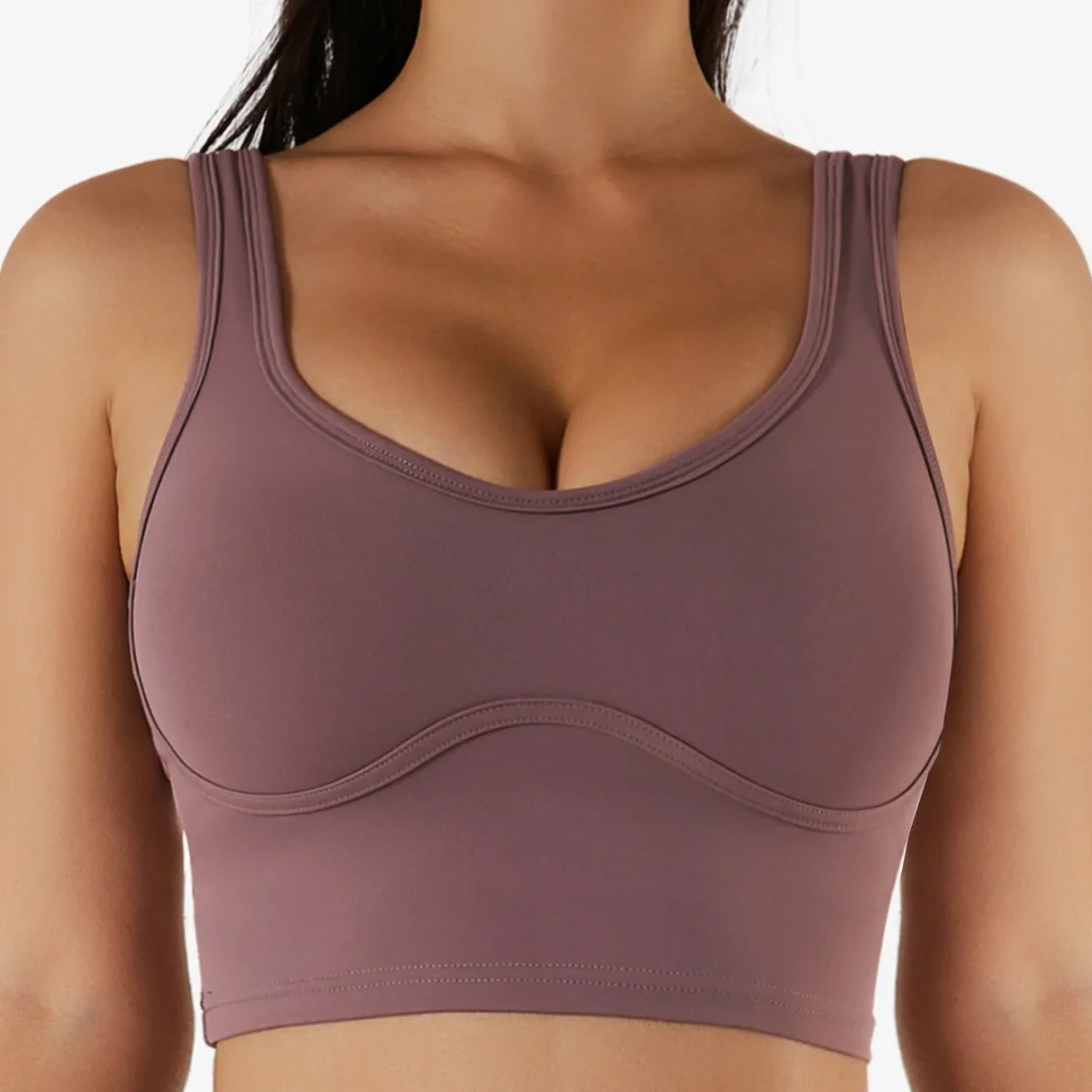 Brown push up exercise bra at Hergymclothing sportswear online shop