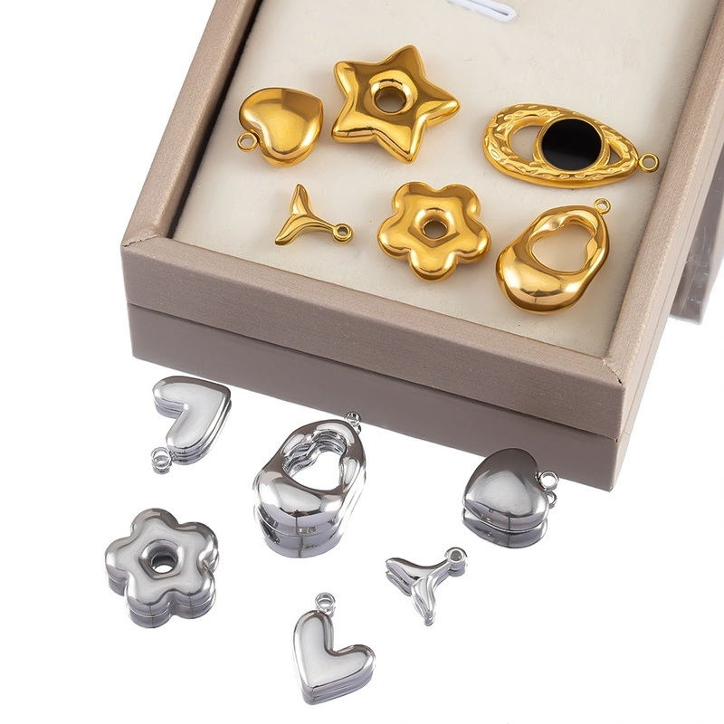 2 PCS/Package 304 Stainless Steel Star Flower Fish Tail Pendant Jewelry Accessories