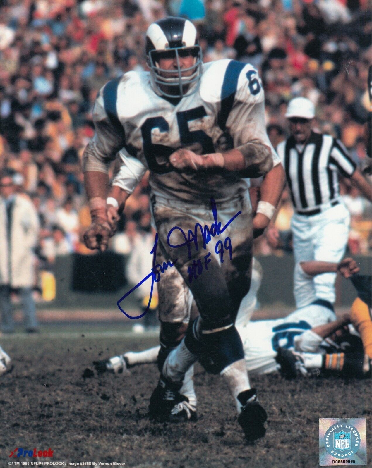 Tom Mack #0 8x10 Signed Photo Poster painting w/ COA Los Angeles Rams