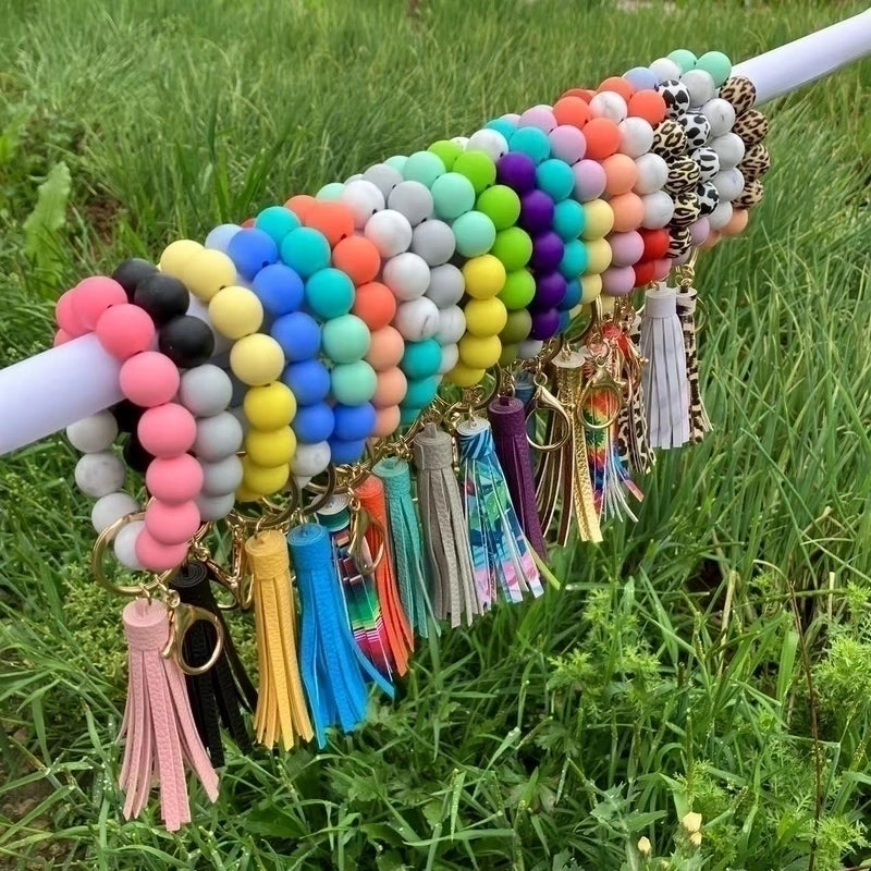 Minimalist Round Silica Gel Beaded Keychain