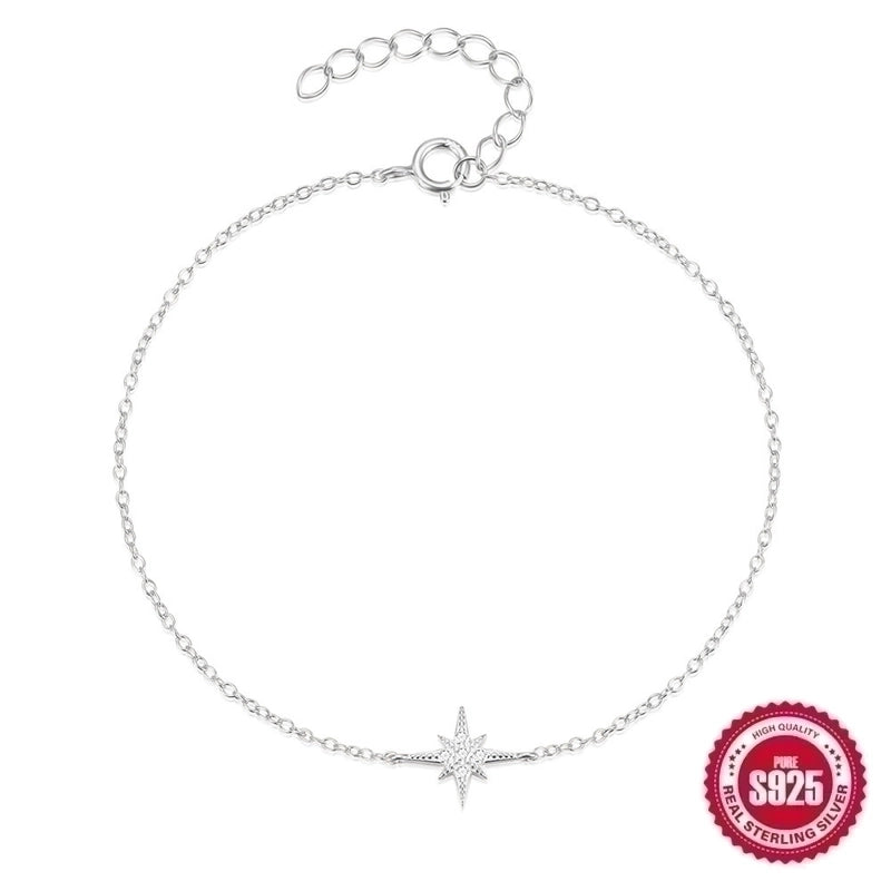 Sterling Silver Minimalist Star Plating Inlay Zircon Bracelets
