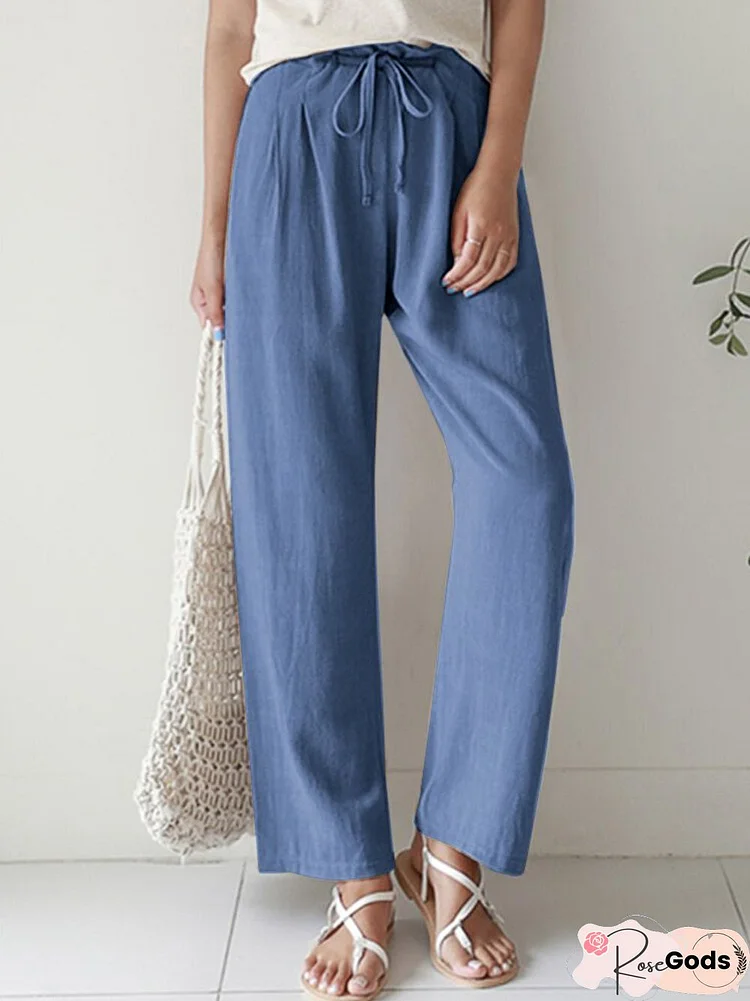 Linen Simple Solid Pants