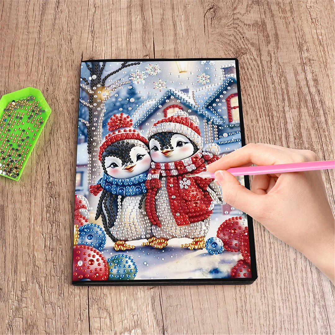 2pcs Animals Partial DIY 50 Pages A5 Diamond Painting Notebook for Study Home