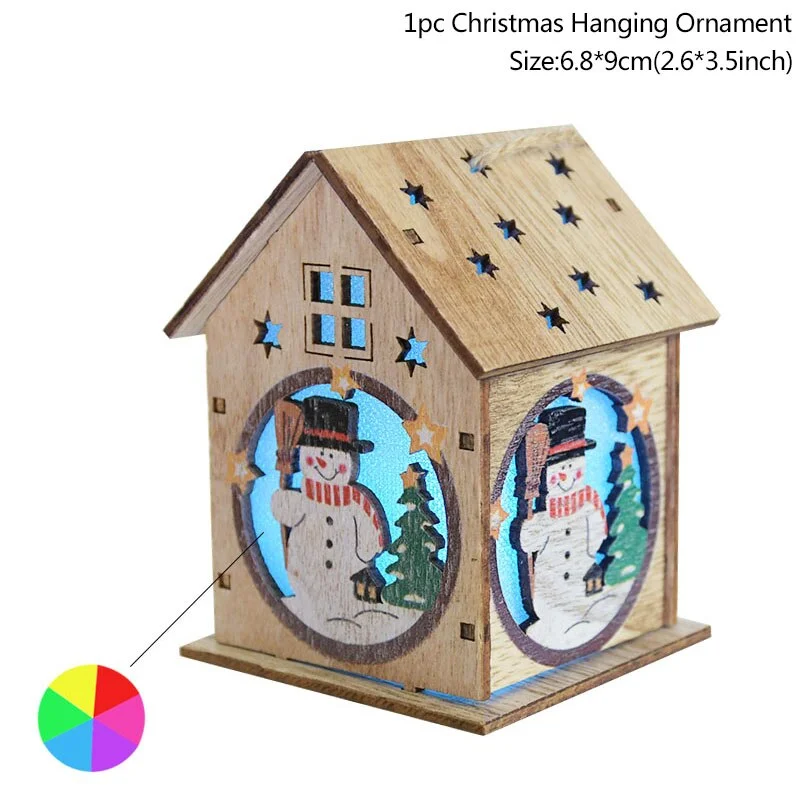 Led Light Wood House Christmas Tree Decorations For Home 2020 Christmas Tree Hanging Ornaments Navidad New Year Xmas Kids Gift