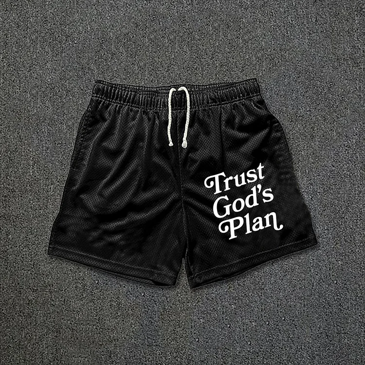 Men's Street Trust God's Plan Mesh Drawstring Shorts