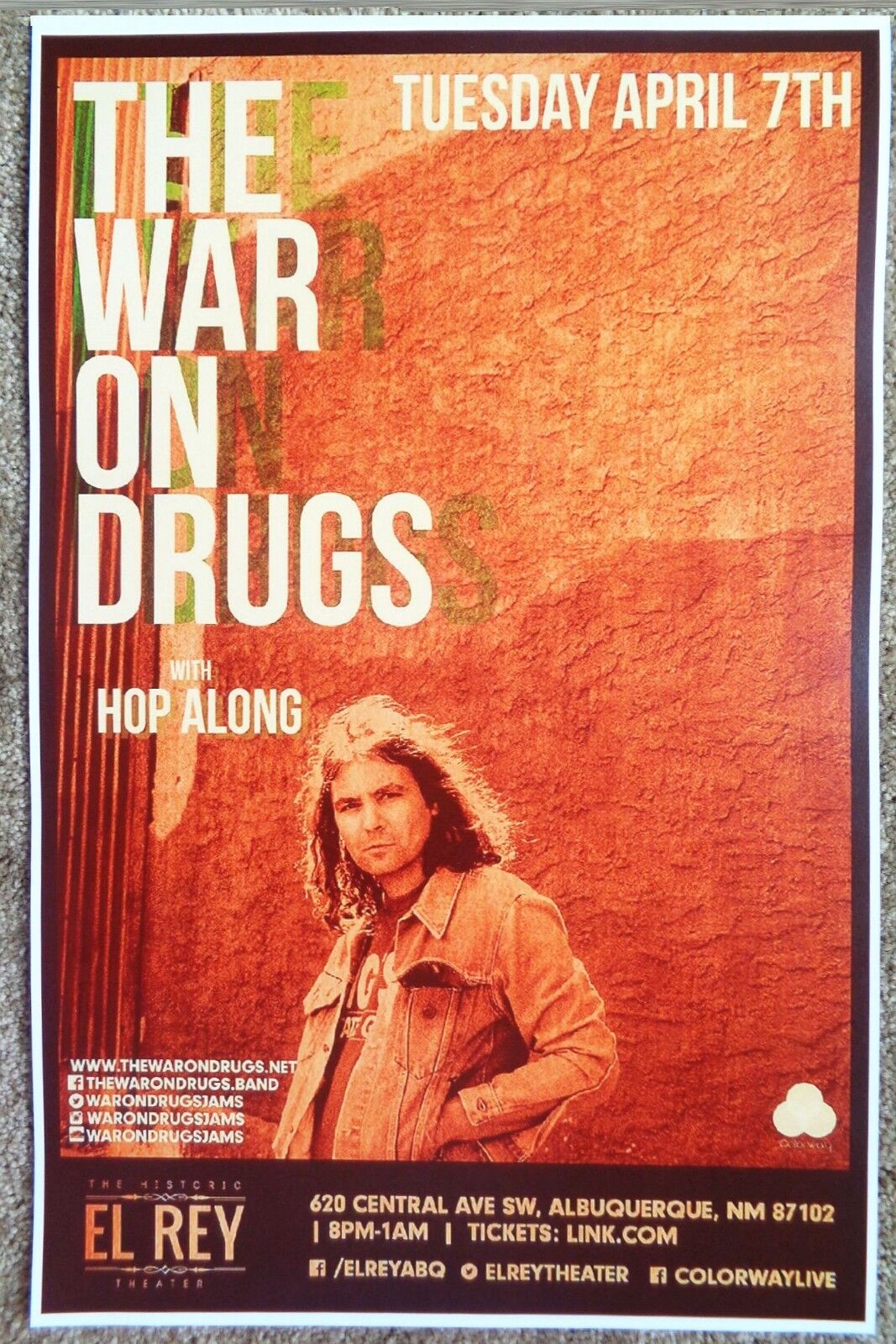 WAR ON DRUGS 2015 Gig POSTER Albuquerque Concert New Mexico Adam Granduciel