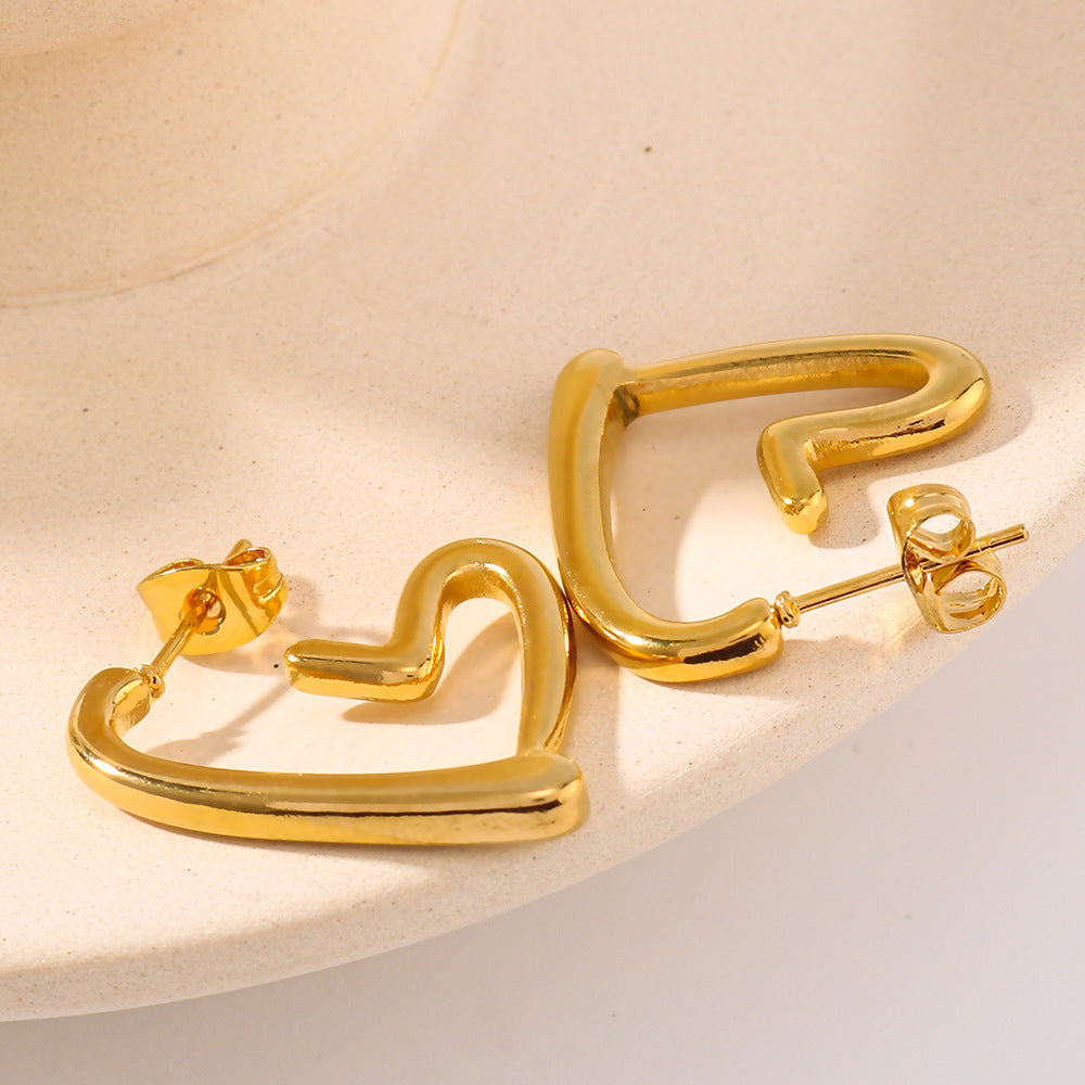 IG Style Heart Heart Stainless Steel Electroplating Earrings