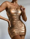 Shiny Bandeau Sexy Mini Dress