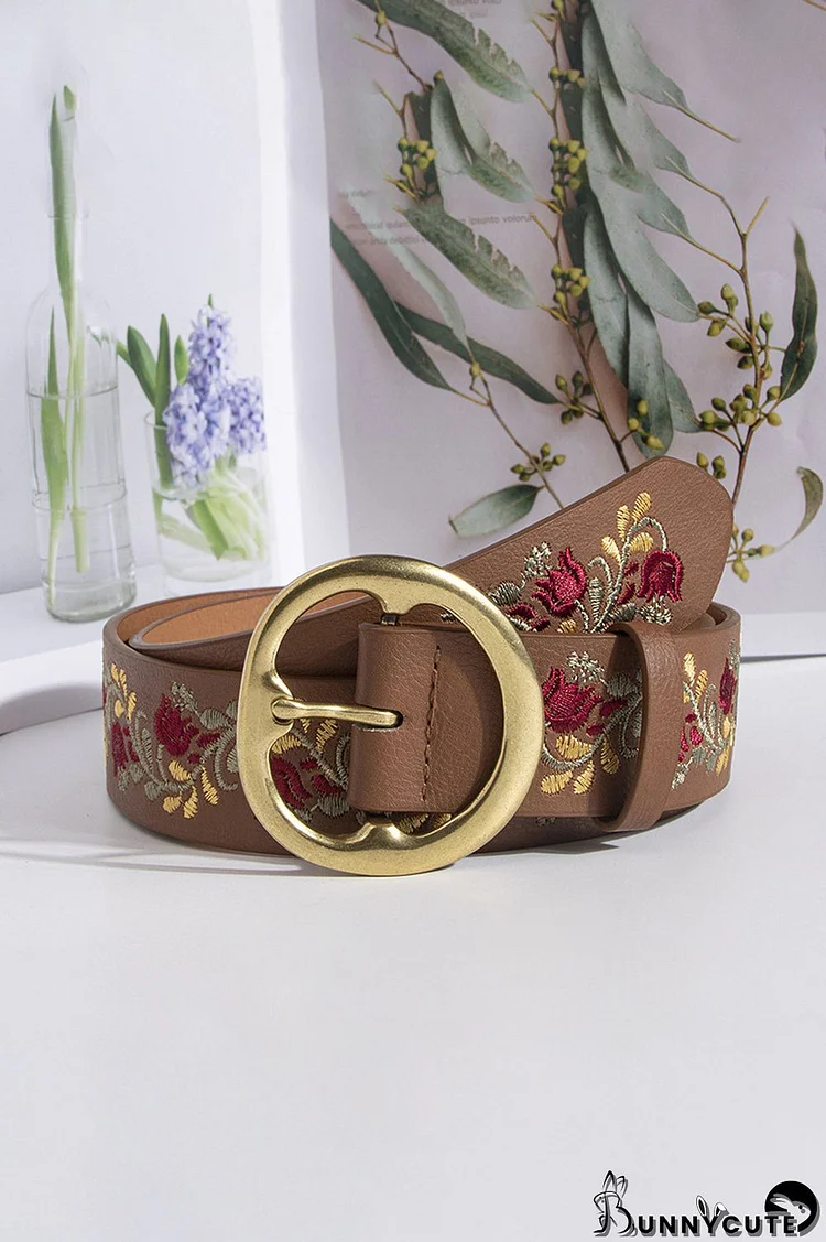 Floral Embroidery Buckle Belt