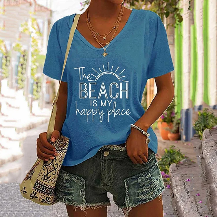 Comstylish The Beach Is My Happy Place T-Shirt