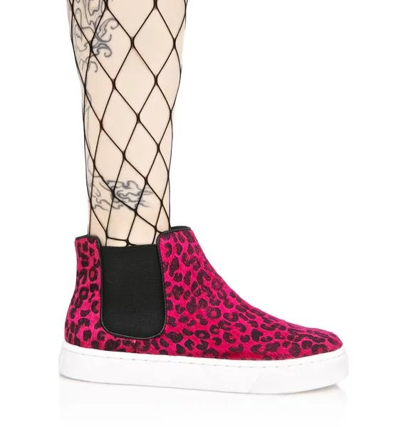 Hot Pink Leopard Print Shoes Slip-on Round Toe Flats |FSJ Shoes