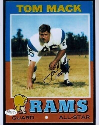 Tom Mack Rams Signed Jsa Cert Sticker 8x10 Photo Poster painting Autograph Authentic