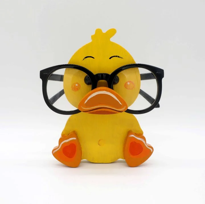 Little Yellow Duck Wooden Glasses Stand