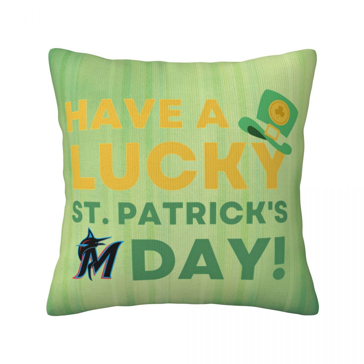 Miami Marlins St Patrick's Day Have A Lucky Day Decorative Square Throw Pillow Covers