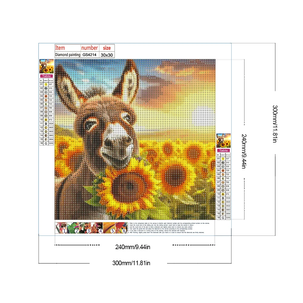 Diamond Painting - Full Round Drill - Sunflower Donkey(Canvas|30*30cm)
