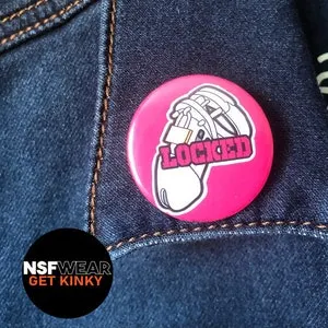 pornhint Pornhint Locked 1.5 Inch Pin Back or Magnet, Chastity Button, Cuck Badge, Fetish Sexy Funny Handmade Keyholder Submissive