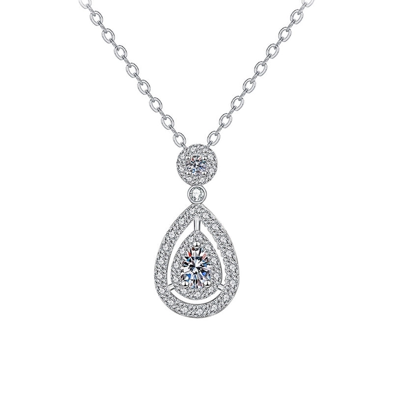 Minimalist Shiny Round Water Droplets Bow Knot Copper Plating Inlay Zircon Silver Plated Pendant Necklace Necklace Pendant