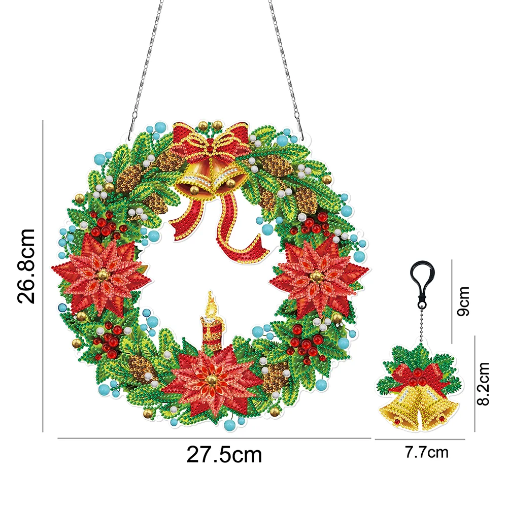 DIY Diamond Painting Hanging Christmas Wreath - Christmas Candle