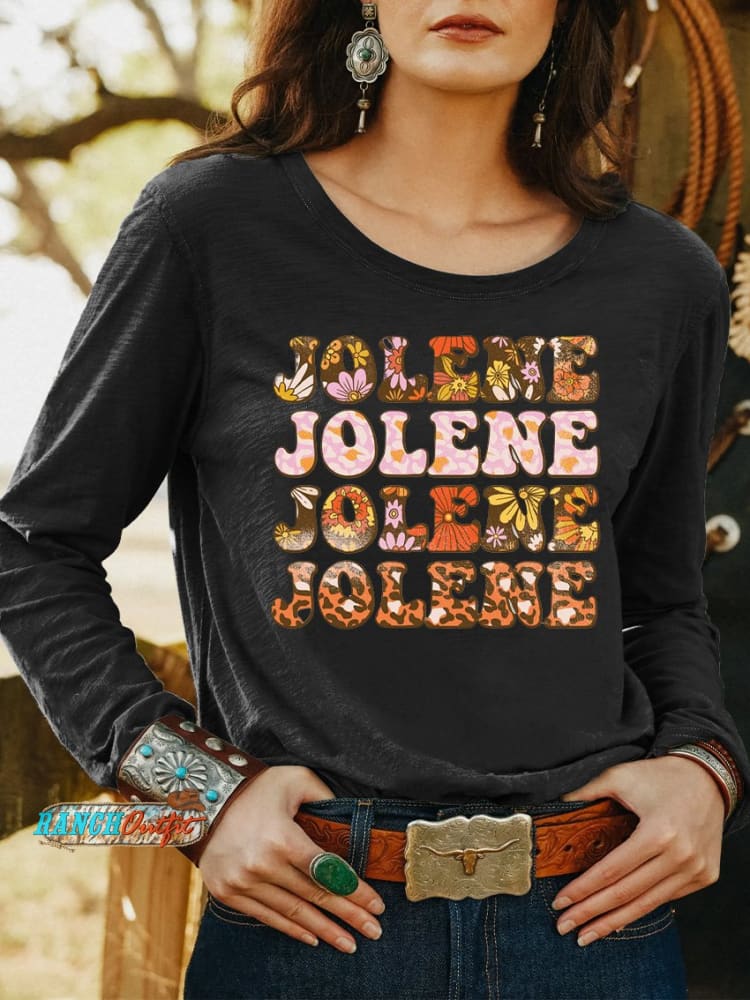 Jolene Women’s Wild West Print Casual T Shirt Black / S