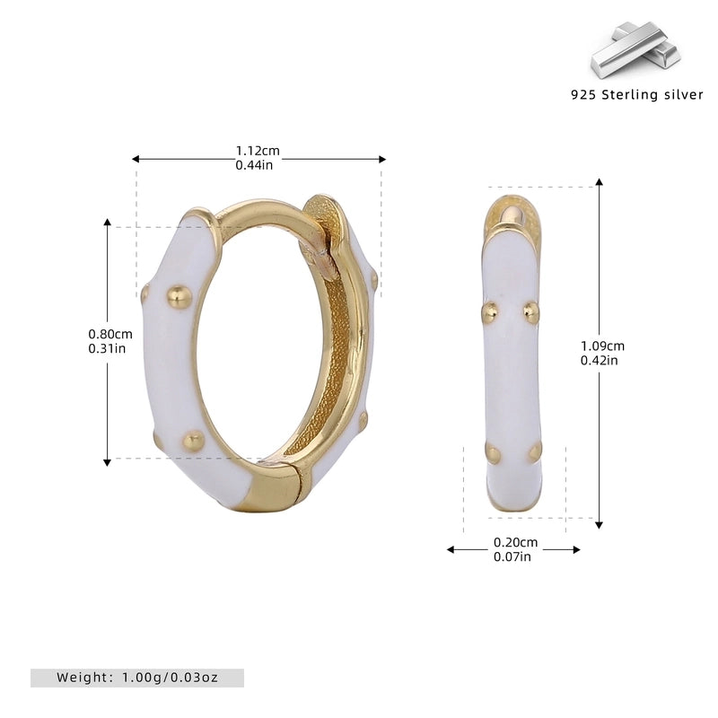 1 Pair 925 Sterling Silver Round Earrings