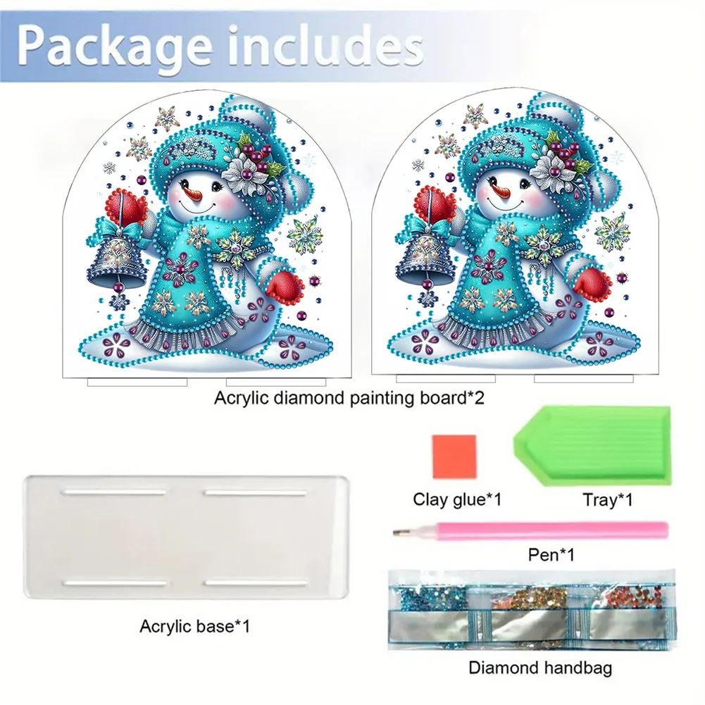DIY Christmas Snowman Acrylic DIY 5D Diamond Art Painting Napkin Holder Set