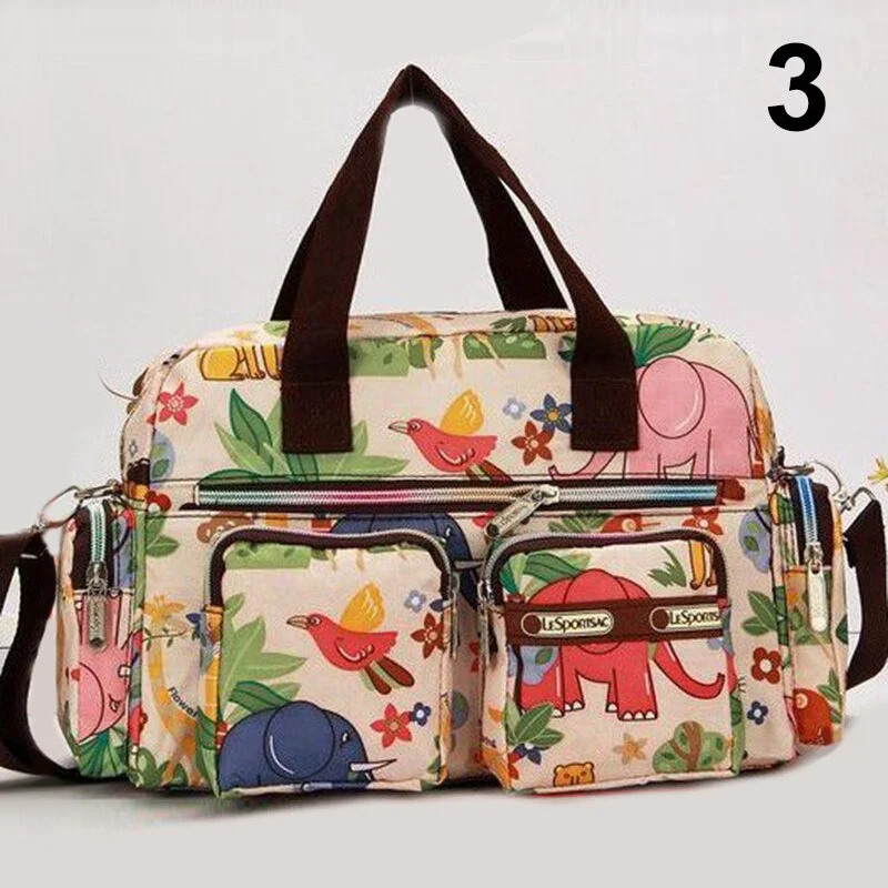 Women Handbag Vintage Flower Printed Waterproof Nylon Shoulder Messenger Bag Large Capacity Tote Bag Casual Picnic Travel Bags