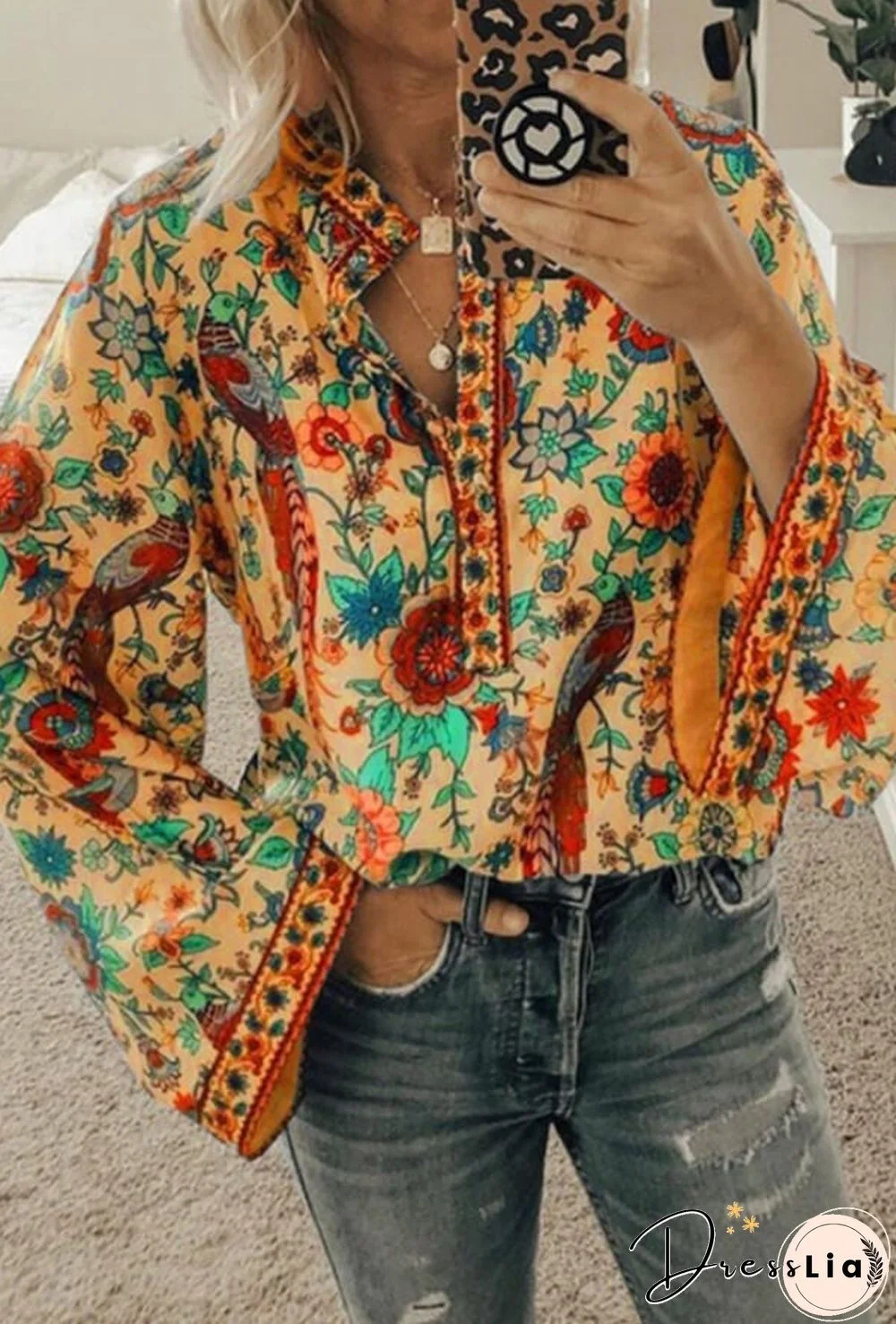 Fashion Casual Floral Print Blouse