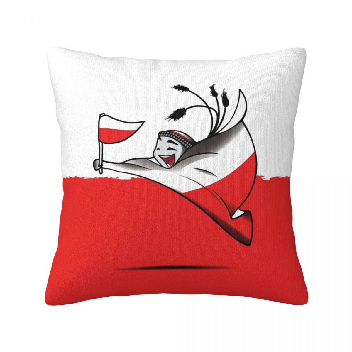 Poland World Cup 2022 Mascot Decorative Square Throw Pillow Covers