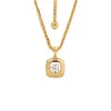 18K Yellow Gold 4ct Old Mine Cut Lab Diamond Flat-topped Stepped Pyramid Pendant Necklace