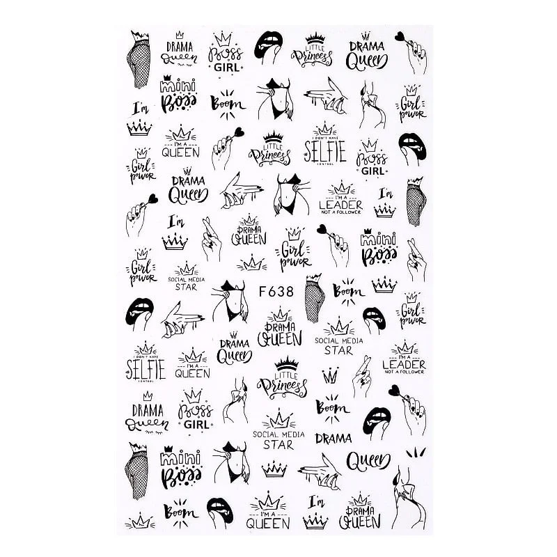 1PC Red/Black/White/Gold 3D Valentine Sticker For Nails Lover Sliders For Girls DIY Design Decals Nail Art Decoration