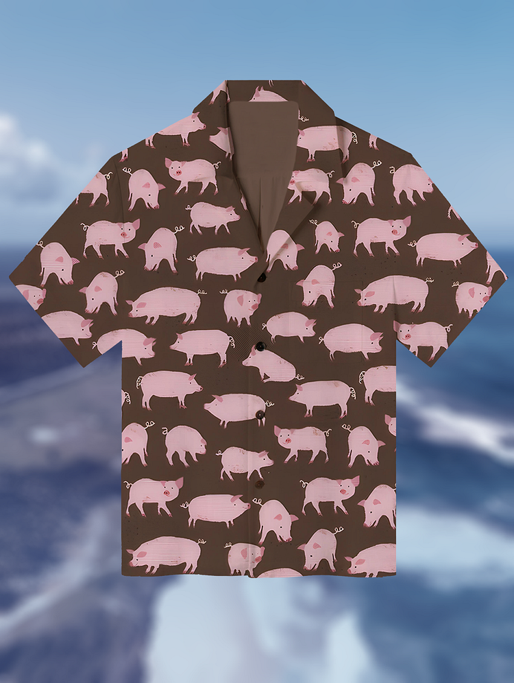 Men's Vacation Pigs All Over Print Shirt