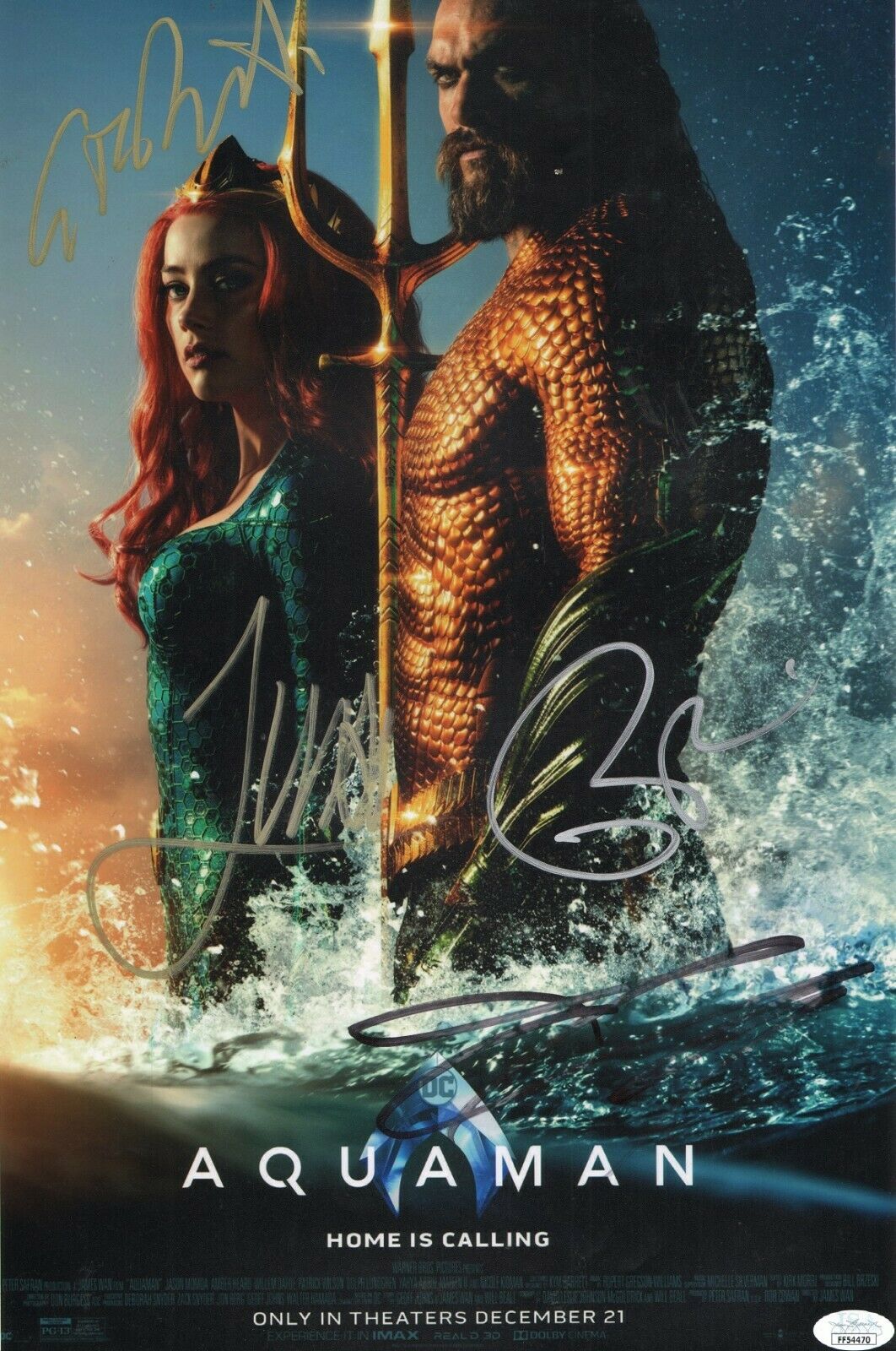 JASON MOMOA & JAMES WAN+2 Authentic Hand-Signed AQUAMAN